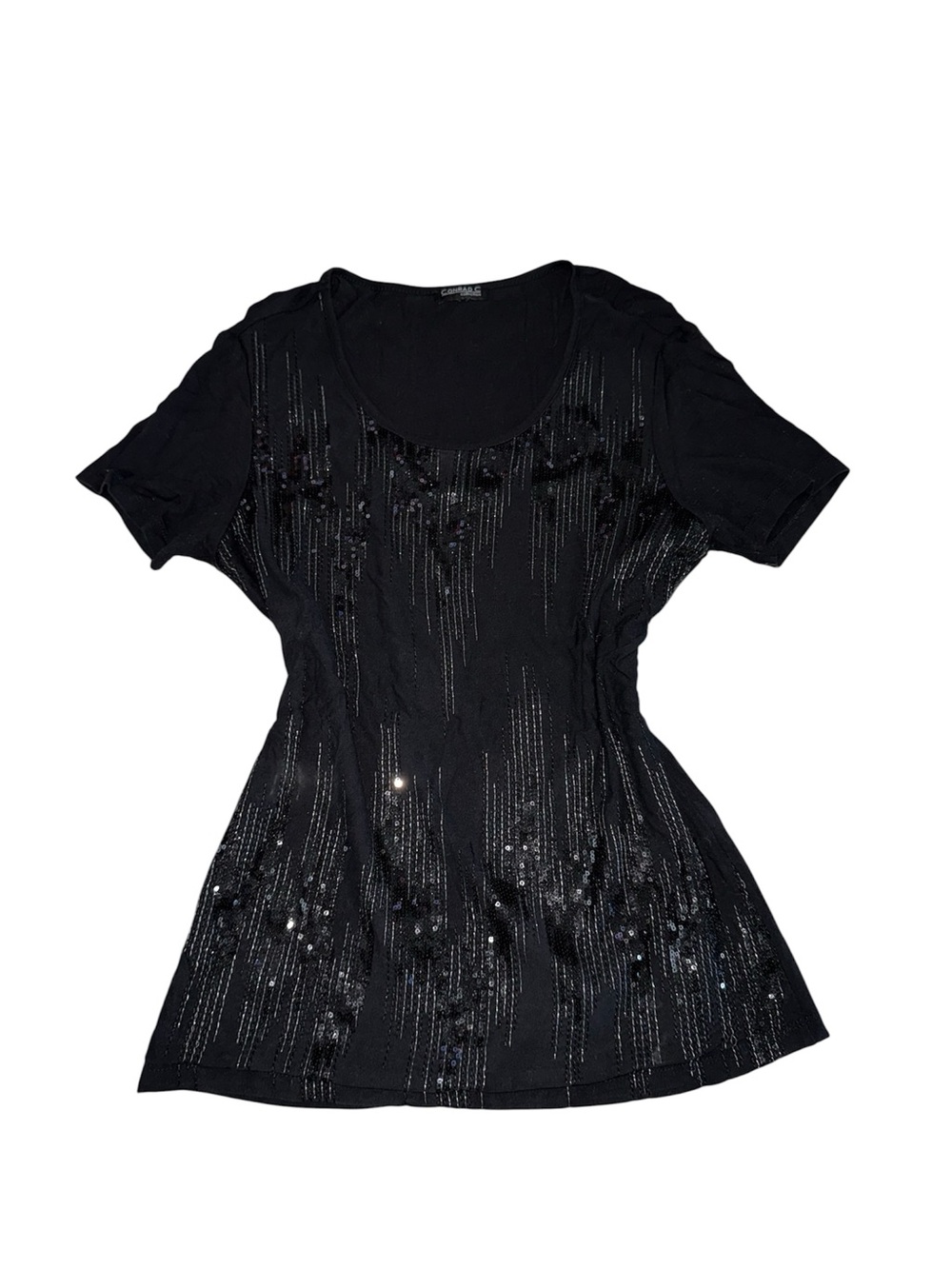 Black Sequin Y2K Top
